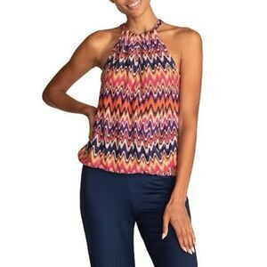 Trina Turk spacy zigzag halter top size Large